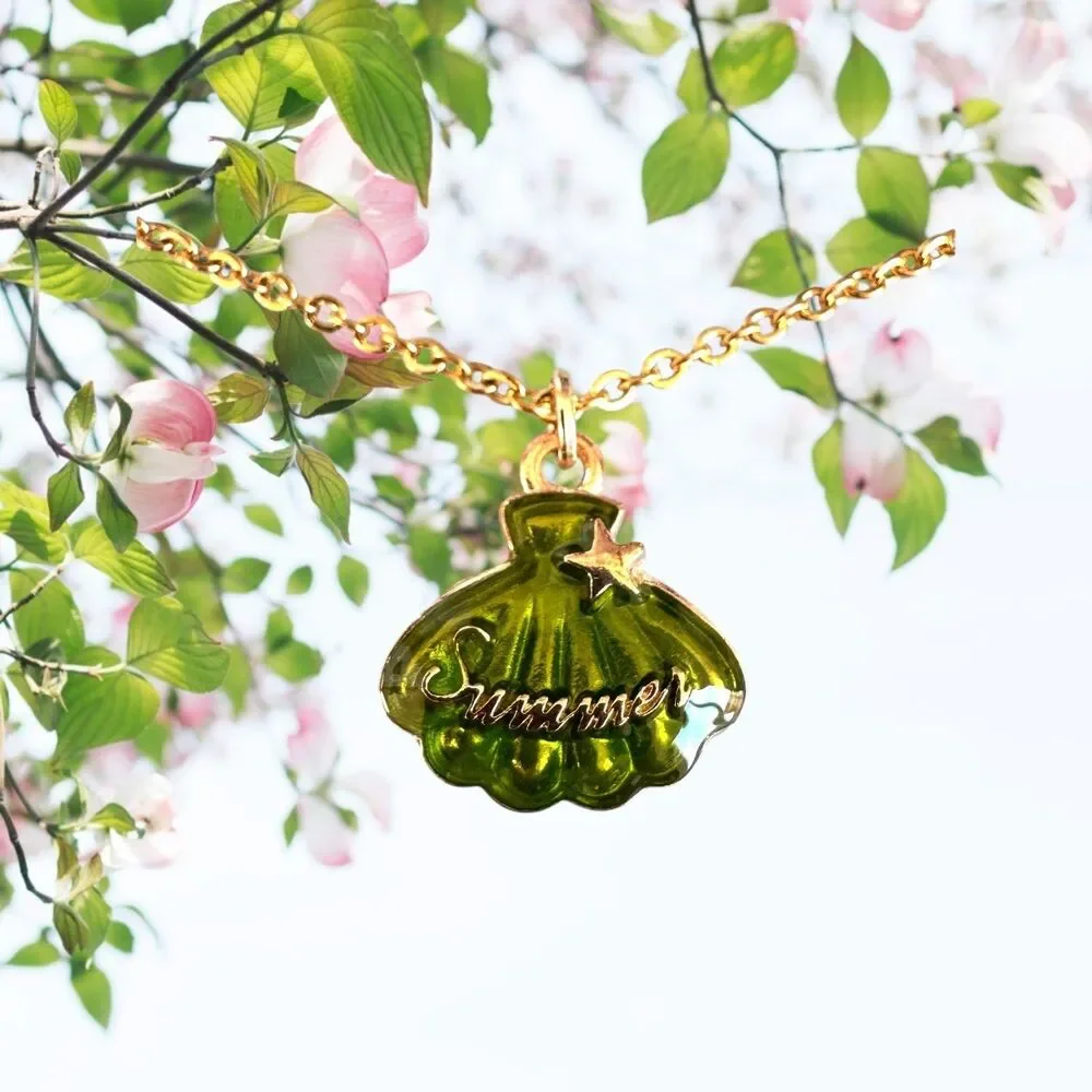Summer Shell Enamel Gold Plated Hypoallergenic Necklace #7103